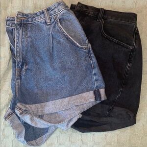 Women's Denim Shorts - Blue and Black
